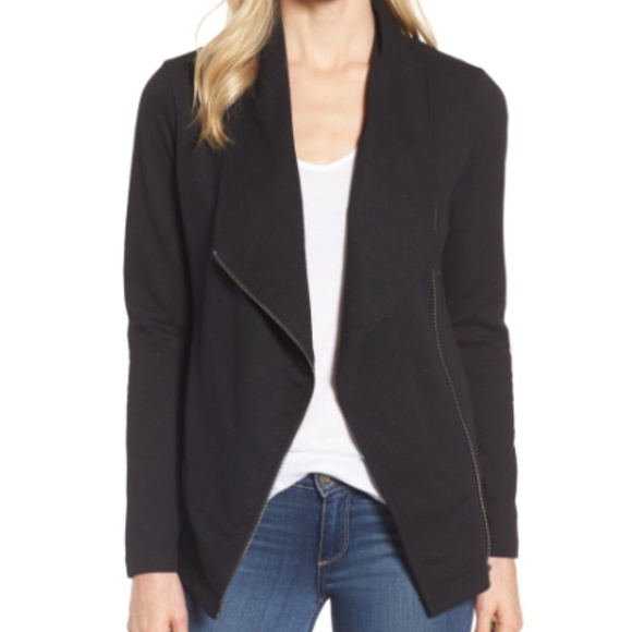 Caslon Jackets & Blazers - Caslon stella knit moto zip jacket black sparkles